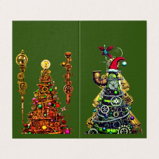 Steampunk Christmas Trees Kaart (Buitenkant ongevouwen)