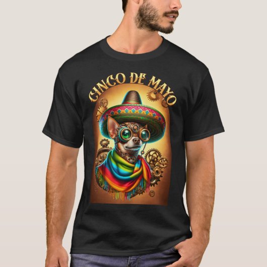 Steampunk Cinco de Mayo Chihuahua T-shirt (Voorkant)