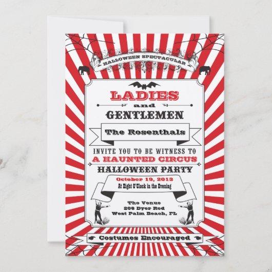 Steampunk Circus Halloween Party Invitation Kaart (Voorkant)