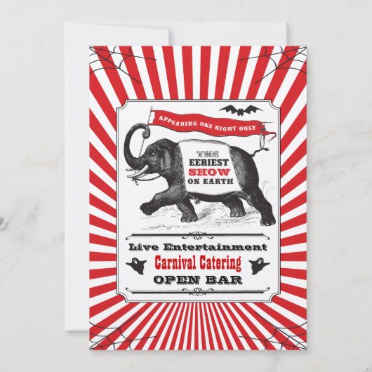 Steampunk Circus Halloween Party Invitation Kaart (Achterkant)