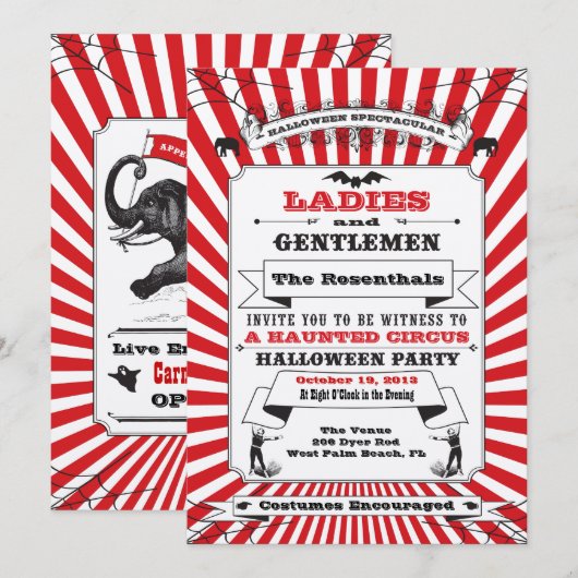 Steampunk Circus Halloween Party Invitation Kaart