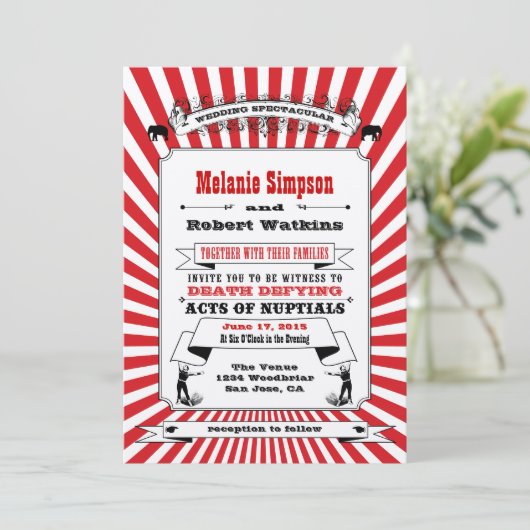 Steampunk Circus Weddenschap Rood Kaart (Staand voorkant)