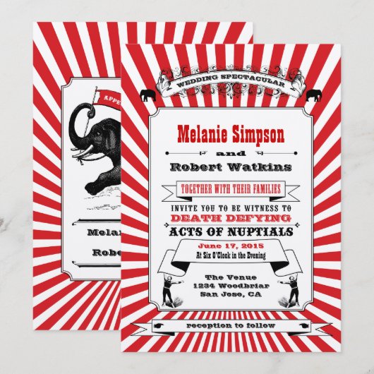 Steampunk Circus Weddenschap Rood Kaart (Voorkant / Achterkant)