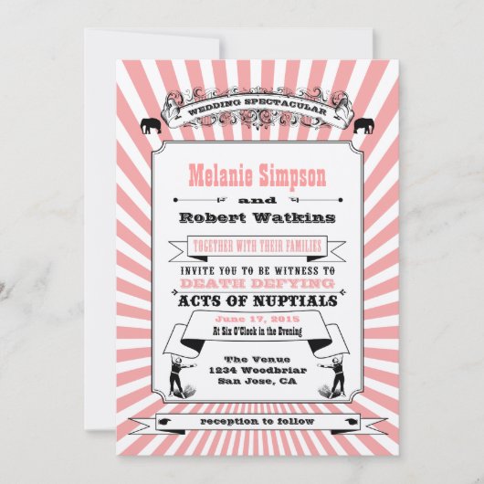 Steampunk Circus Weddenschap Roze Kaart (Voorkant)