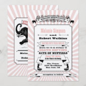Steampunk Circus Wedding Invitation Blush Kaart (Voorkant / Achterkant)