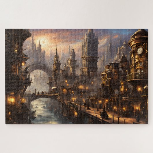 Steampunk City bij Twilight Legpuzzel (Horizontaal)
