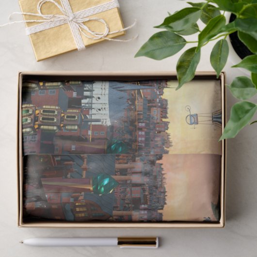 Steampunk City bouwt 15x20 loskoppeling Tissuepapier (Geschenk)