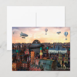 Steampunk City Buildings Briefkaart
