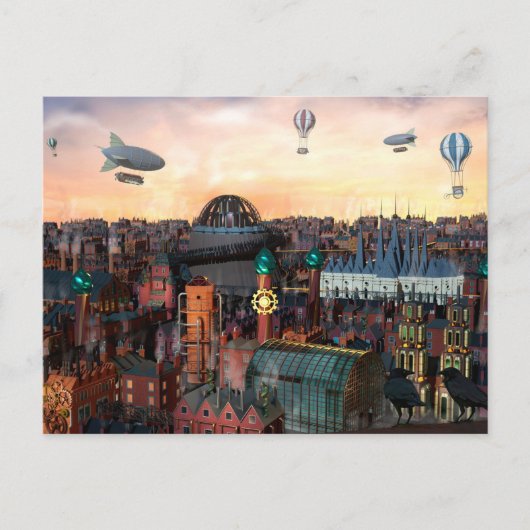 Steampunk City Buildings Briefkaart (Voorkant)