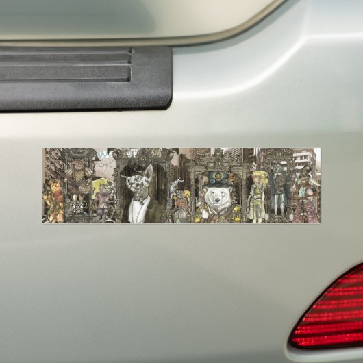 Steampunk City Bumpersticker (Op auto)