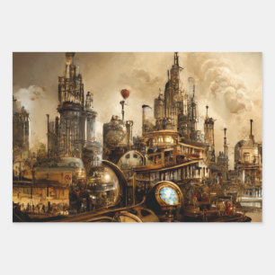 Steampunk City Inpakpapier Vel