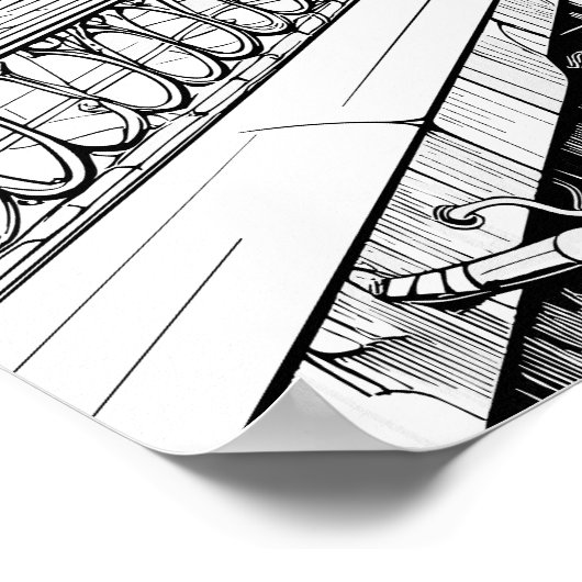 Steampunk City Kleurplaat Poster (Hoek)