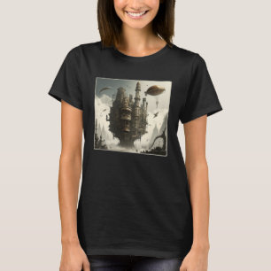 Steampunk City Kunstwerk Retro Scifi Mechanical Ge T-shirt