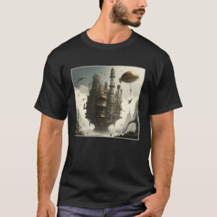 Steampunk City Kunstwerk Retro Scifi Mechanical Ge T-shirt