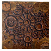 Steampunk Clock Black, Brass, Brown Tegeltje (Voorkant)