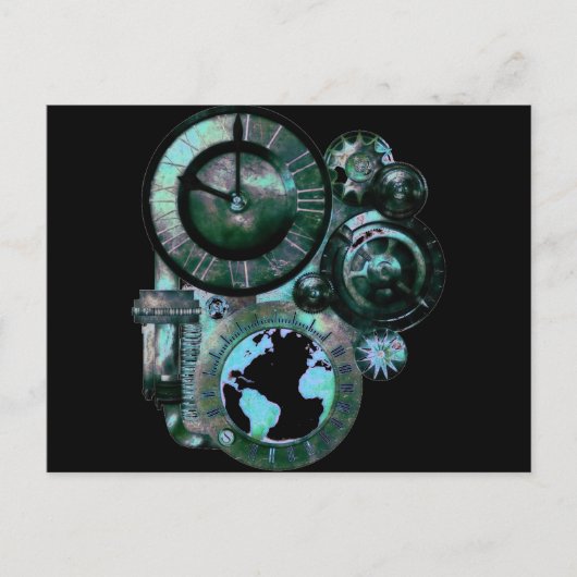 Steampunk Clock Briefkaart (Voorkant)
