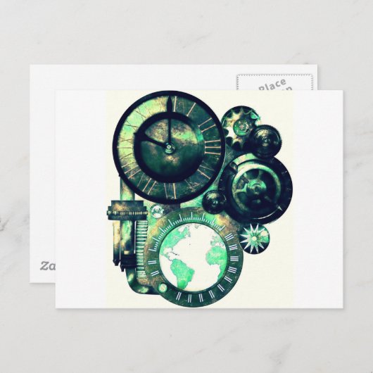 Steampunk Clock Briefkaart (Voorkant / Achterkant)