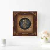 Steampunk Clock~Doublophone~Double Bell Euphonium~ Vierkante Klok (Huis)