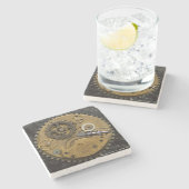 Steampunk Clock Drink Onderzetter, SciFi Stenen Onderzetter (Zijkant)