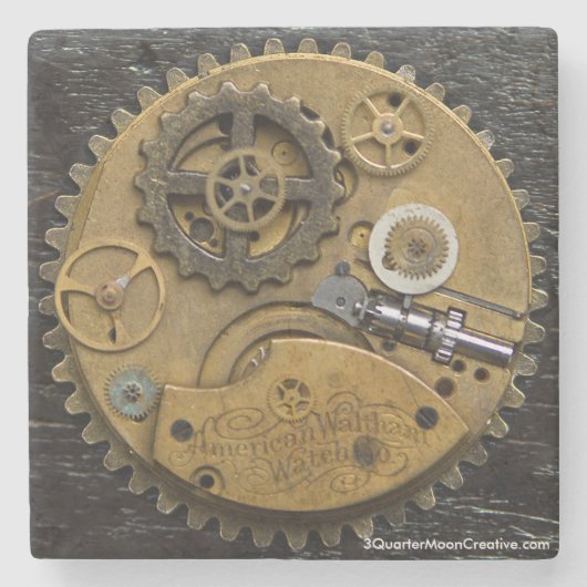 Steampunk Clock Drink Onderzetter, SciFi Stenen Onderzetter (Voorkant)