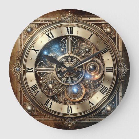 Steampunk Clock – Elegante Mechanische Gear Grote Klok (Voorkant)