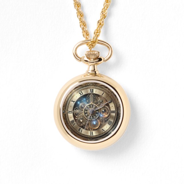 Steampunk  Clock – Elegante Mechanische Gear Horloge (Voorkant)