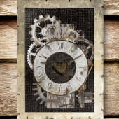 Steampunk Clock en Gears Jigzaag Puzzle Legpuzzel