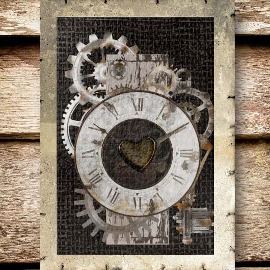 Steampunk Clock en Gears Jigzaag Puzzle Legpuzzel