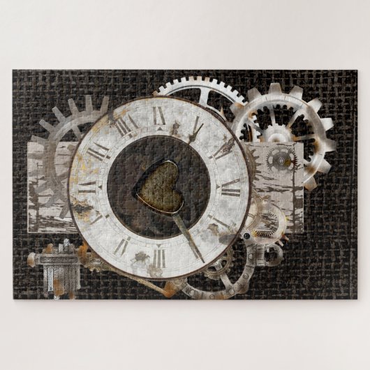 Steampunk Clock en Gears Jigzaag Puzzle Legpuzzel (Horizontaal)