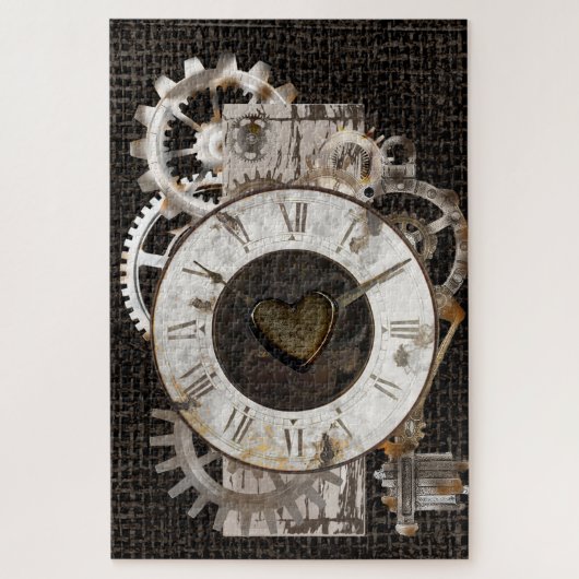 Steampunk Clock en Gears Jigzaag Puzzle Legpuzzel (Verticaal)