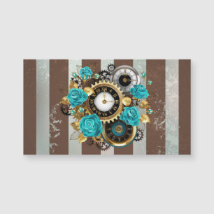 Steampunk Clock- en Turquoise-Rozen op gestreept