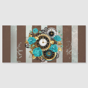 Steampunk Clock- en Turquoise-Rozen op gestreept
