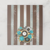Steampunk Clock- en Turquoise-Rozen op gestreept Afsprakenkaart (Buitenkant ongevouwen)