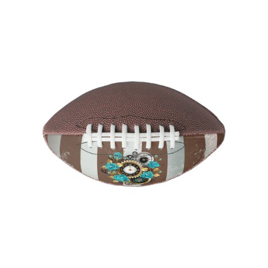Steampunk Clock- en Turquoise-Rozen op gestreept American Football (Voorkant)