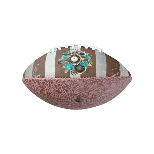 Steampunk Clock- en Turquoise-Rozen op gestreept American Football (Gedraaid 270)
