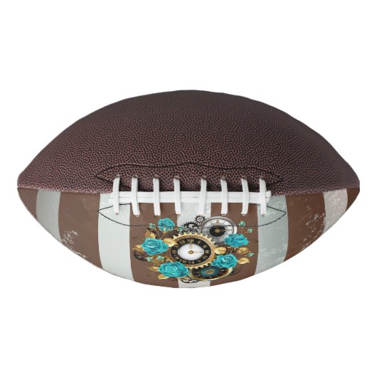 Steampunk Clock- en Turquoise-Rozen op gestreept American Football (Voorkant)