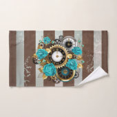 Steampunk Clock- en Turquoise-Rozen op gestreept Bad Handdoek (Handdoek)