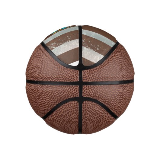 Steampunk Clock- en Turquoise-Rozen op gestreept Basketbal (Rechts)