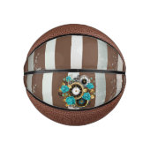 Steampunk Clock- en Turquoise-Rozen op gestreept Basketbal (Voorkant)
