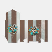 Steampunk Clock- en Turquoise-Rozen op gestreept Bedankdoosjes (Uitgevouwen)