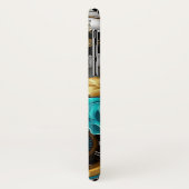 Steampunk Clock- en Turquoise-Rozen op gestreept Case-Mate iPhone Case (Achterkant/links)