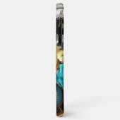 Steampunk Clock- en Turquoise-Rozen op gestreept Case-Mate iPhone Case (Achterkant/links)
