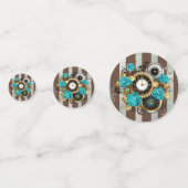 Steampunk Clock- en Turquoise-Rozen op gestreept Confetti (Achterkanten)