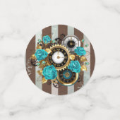Steampunk Clock- en Turquoise-Rozen op gestreept Confetti (Kleine voorkant)
