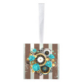 Steampunk Clock- en Turquoise-Rozen op gestreept Decoratie (Rechts)