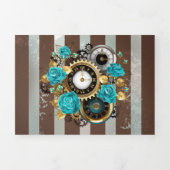 Steampunk Clock- en Turquoise-Rozen op gestreept Drieluik Aankondiging (Cover)