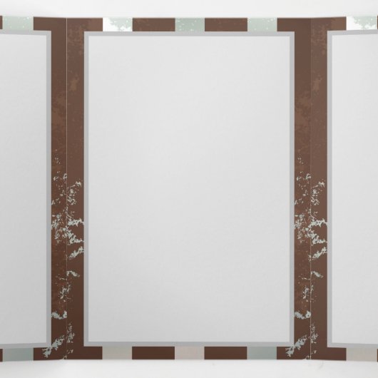 Steampunk Clock- en Turquoise-Rozen op gestreept Drieluik Kaart (Binnenkant midden)