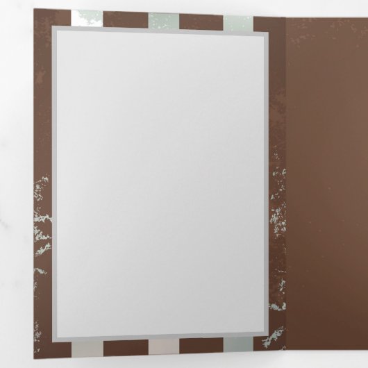 Steampunk Clock- en Turquoise-Rozen op gestreept Drieluik Programma (Binnenzijde eerst)