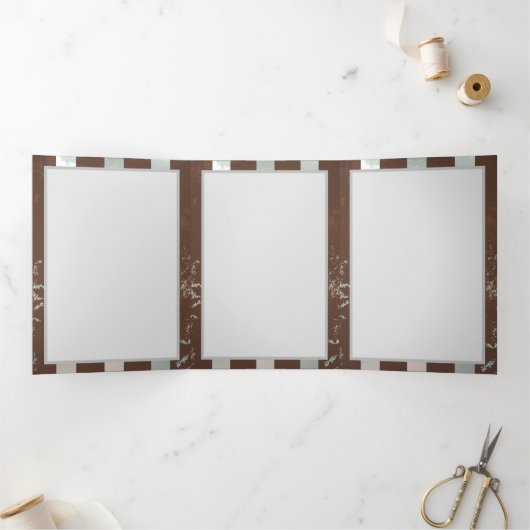 Steampunk Clock- en Turquoise-Rozen op gestreept Drieluik Programma (Binnen)