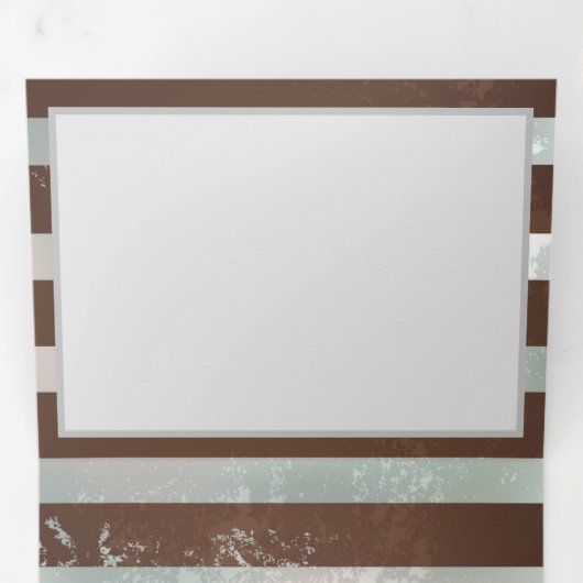 Steampunk Clock- en Turquoise-Rozen op gestreept Drieluik Programma (Binnenzijde eerst)